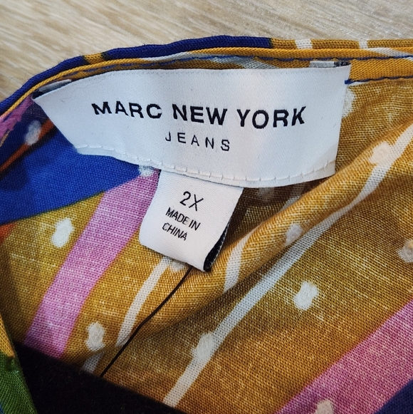 Marc New York Mulitcolor Boho Ruffle Sleeve Blouse Size 2Xlarge - Picture 5 of 8